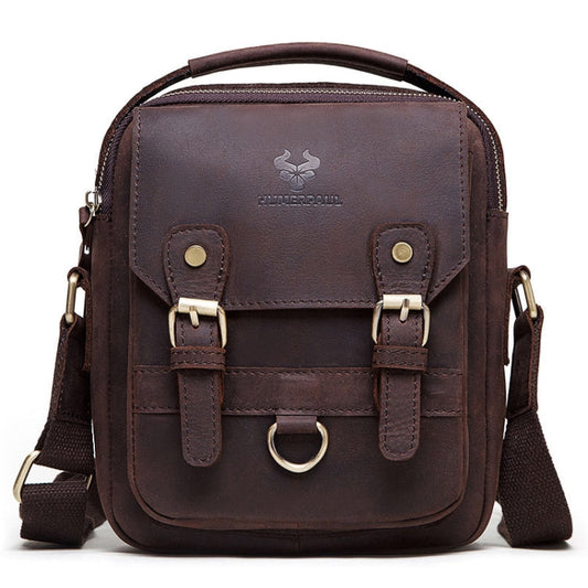 HUMERPAUL Men Shoulder Bag Retro Leather Crossbody Bag(Brown)