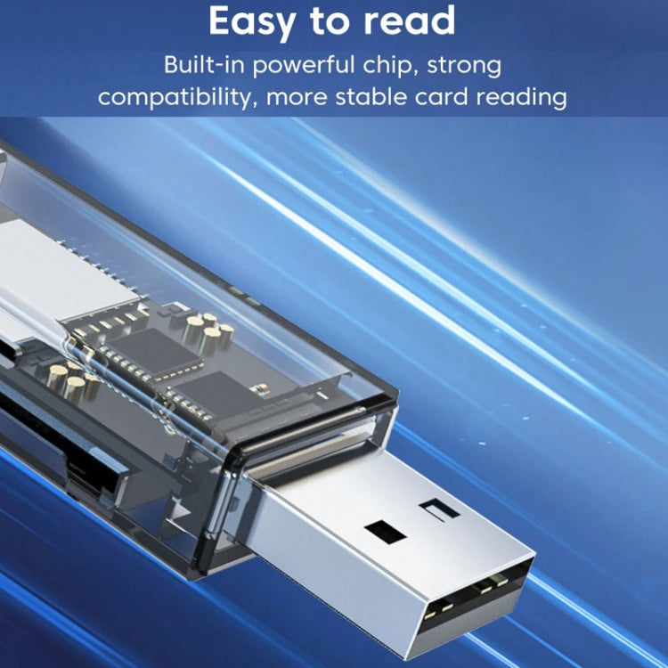 OTG Converter USB To SD/TF 2 In 1 Multi-Function Transparent Card Reader, Transparent