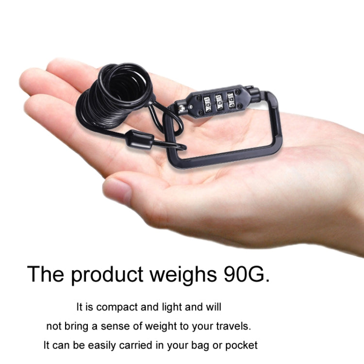 Universal Safety Code Wire Rope Helmet Lock for Motorcycles Bicycles, Black+Storage Bag