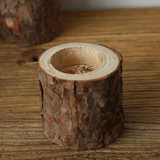 Vintage Nostalgia Stump Wooden Candle Holder Photo Prop Home Studio Decoration, Large Stump Candlestick