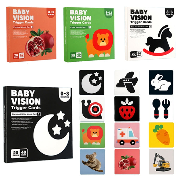 20pcs /Book Baby Early Learning Card Children Eye Care Visual Stimulation Card, Style: 2-order Black And Red
