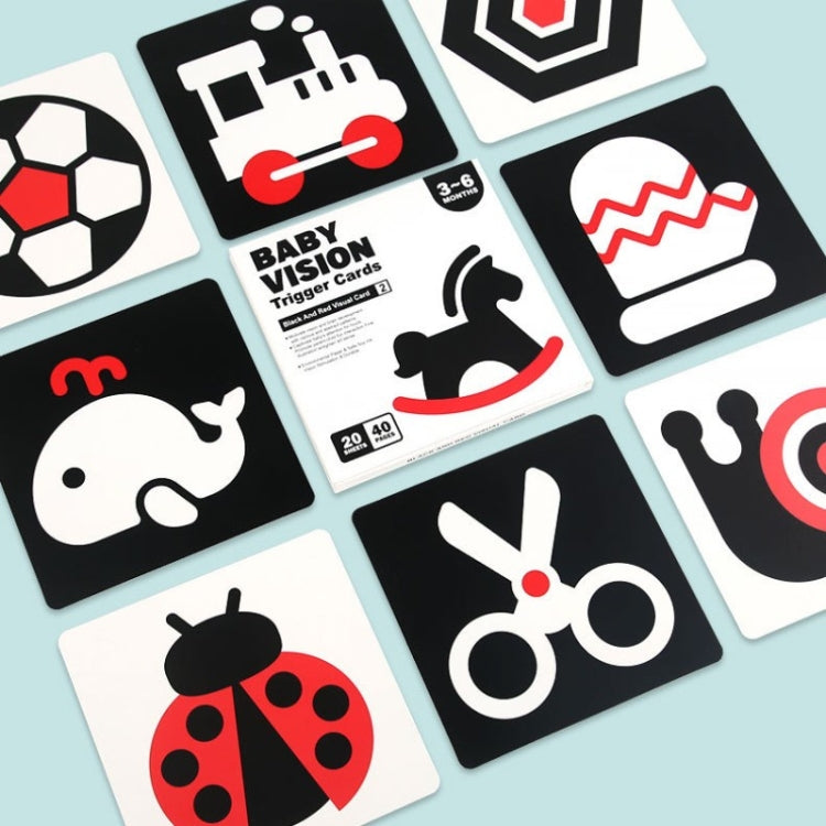 20pcs /Book Baby Early Learning Card Children Eye Care Visual Stimulation Card, Style: 2-order Black And Red