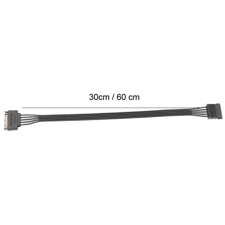 Power Supply SATA 15Pin Male And Female Extension Cable Durable Hard Disk Drive Power Connection Cables, 60cm 15Pin