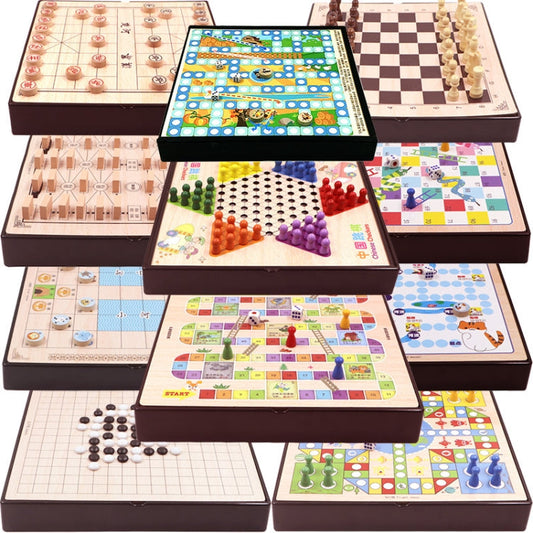 11 in 1 Wooden Multifunctional Parent-Child Interactive Children Educational Chessboard Toy Set