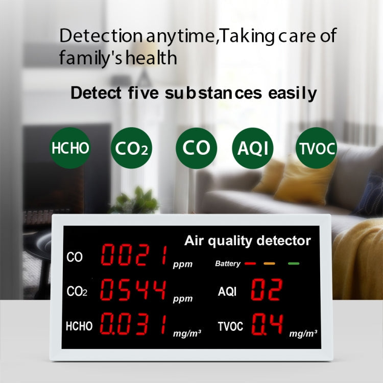 5-in-1 Indoor Home Portable Air Monitor TVOC Formaldehyde Detector, 5-in-1(White), 5-in-1(Light Gray)