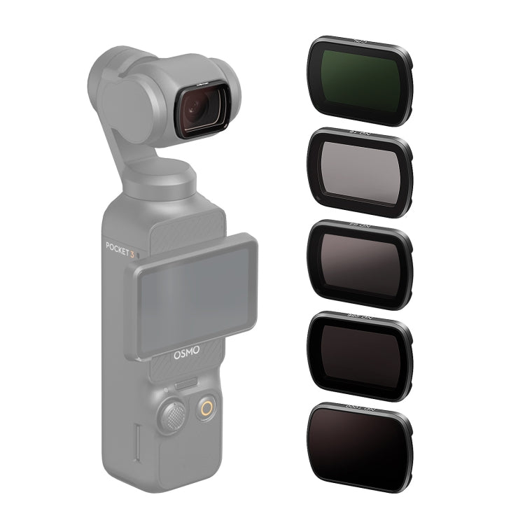 For DJI Osmo Pocket 3 aMagisn HD Double Sided Coated Filters Sports Camera Protective Goggles, CPL, ND16+ND64+ND256 + CPL