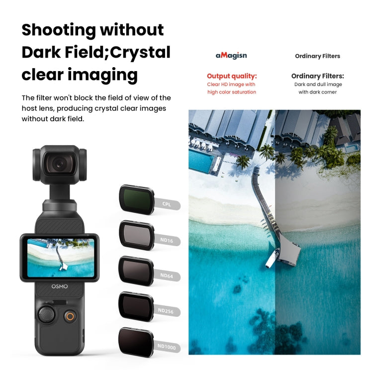 For DJI Osmo Pocket 3 aMagisn HD Double Sided Coated Filters Sports Camera Protective Goggles, CPL, ND16+ND64+ND256 + CPL