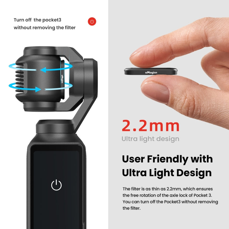 For DJI Osmo Pocket 3 aMagisn HD Double Sided Coated Filters Sports Camera Protective Goggles, CPL, ND16+ND64+ND256 + CPL