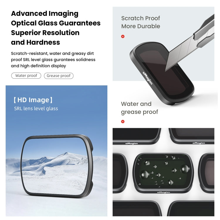 For DJI Osmo Pocket 3 aMagisn HD Double Sided Coated Filters Sports Camera Protective Goggles, CPL, ND16+ND64+ND256 + CPL
