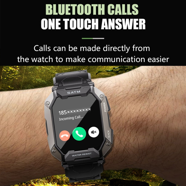 C20Plus 1.81-inch Health Monitoring Waterproof Bluetooth Call Smart Watch, Camouflage Green