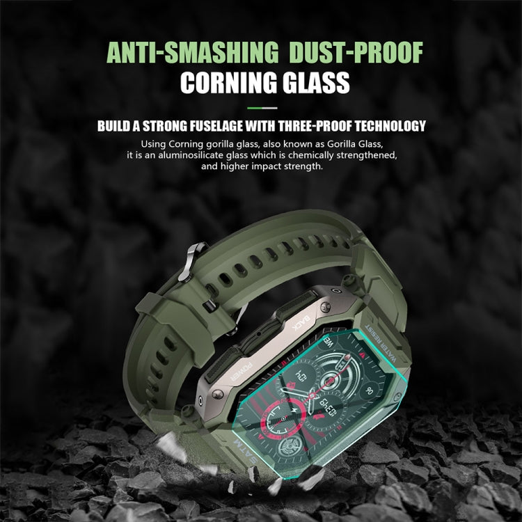 C20Plus 1.81-inch Health Monitoring Waterproof Bluetooth Call Smart Watch, Camouflage Green