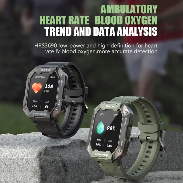 C20Plus 1.81-inch Health Monitoring Waterproof Bluetooth Call Smart Watch, Camouflage Green