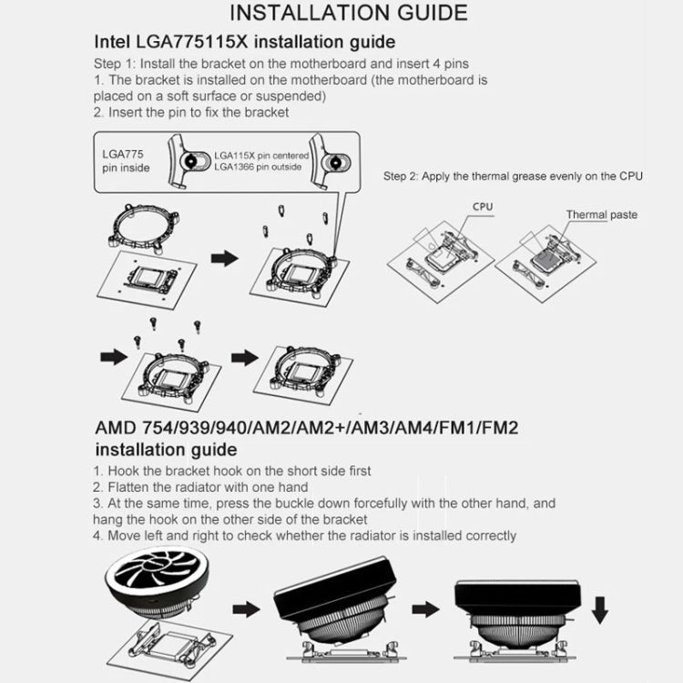 COOLMOON CPU Cooler Desktop Computer Auto Color Change Multi-Platform Mute Cooling Fan, CM-BF-RGB