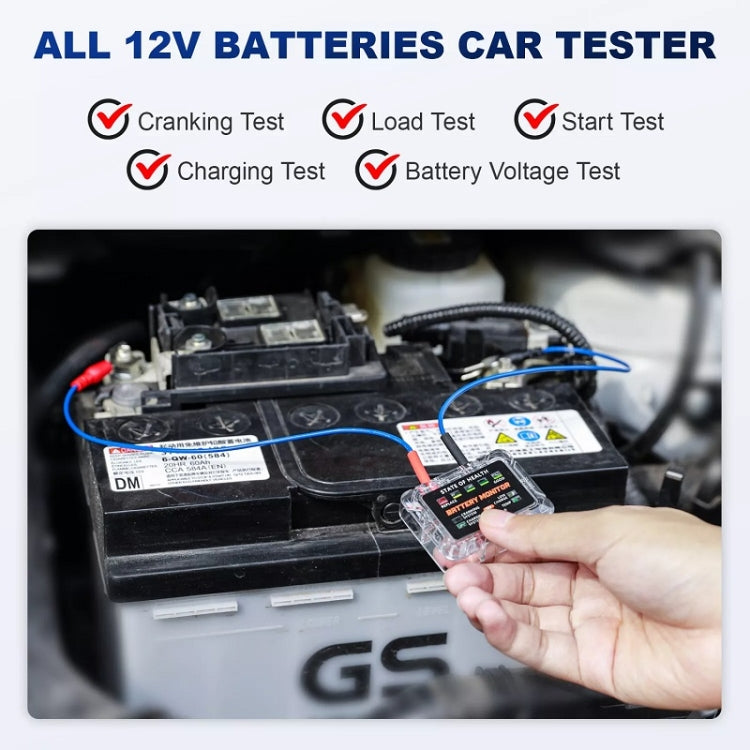 ANCEL 12V LED Car Battery Tester SOH/SOC Rechargeable Battery Analysis Tool, BM200 PRO