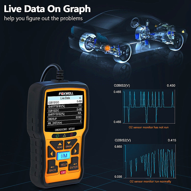 FOXWELL NT301 OBD2 Car Fault Diagnostic Instrument Live Data Code Reader Tool, FOXWELL NT301