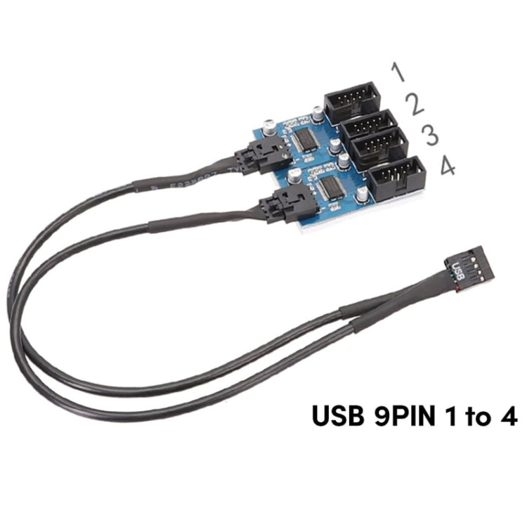 Motherboard 9Pin USB2.0 1 In 4 Extension Cable With Chip Support Multiple Interface For Shared Use, 1 In 4