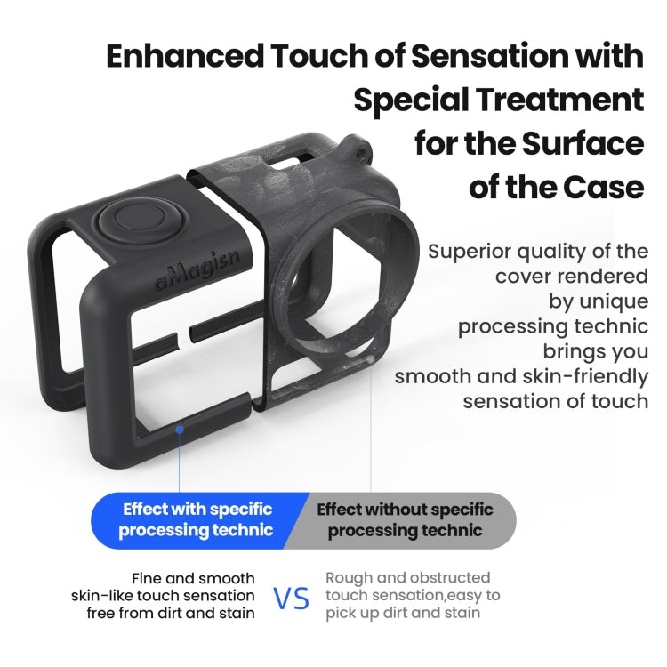 For DJI Osmo Action 5 Pro aMagisn Silicone Protective Case with Lanyard and Lens Cap