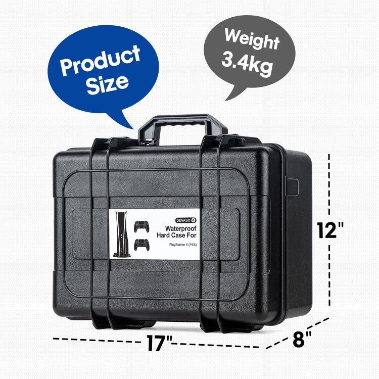 For PS5 DEVASO Game Console Storage Box Hard-shell Waterproof Handheld Case