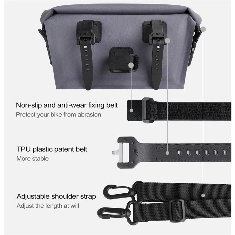 Rhinowalk X20997 4L Fully Waterproof Multifunctional Bicycle Handlebar Bag Cycling Bag(Gray)