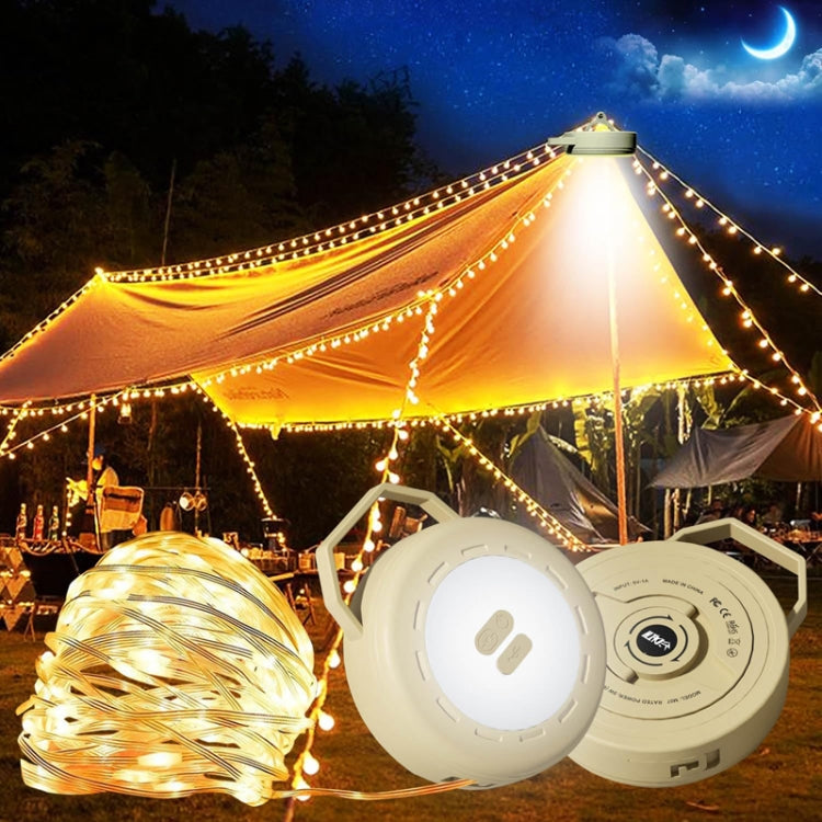 TUBUZHE 2 In 1 LED Portable String Lamp Camping Atmosphere Light USB Rechargeable Outdoor Tent Night Light(Yellow)