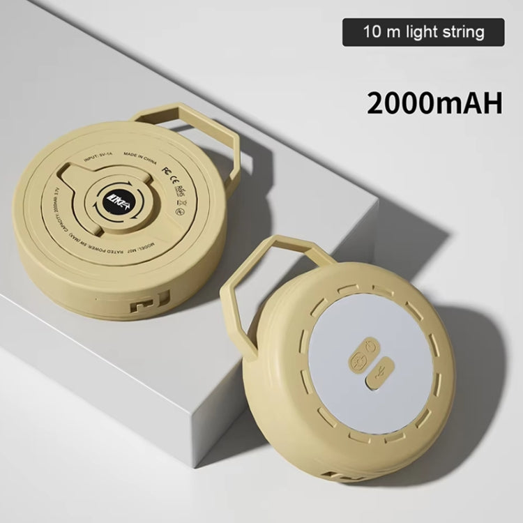 TUBUZHE 2 In 1 LED Portable String Lamp Camping Atmosphere Light USB Rechargeable Outdoor Tent Night Light(Yellow)