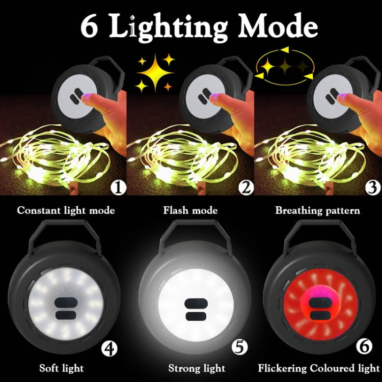 TUBUZHE 2 In 1 LED Portable String Lamp Camping Atmosphere Light USB Rechargeable Outdoor Tent Night Light(Yellow)