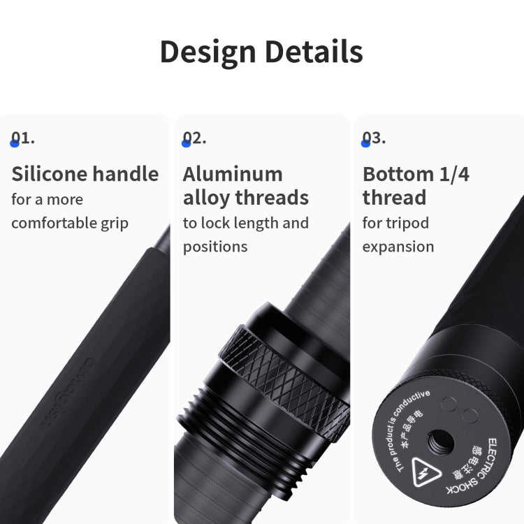 aMagisn 3m Carbon Fiber Invisible Selfie Stick Extension Rod for DJI, Insta360, GoPro and Other Action Cameras