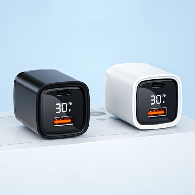 CYKE K02 30W PD+QC3.0 Mobile Phone Digital Display Fast Charger, Plug: US(Black)