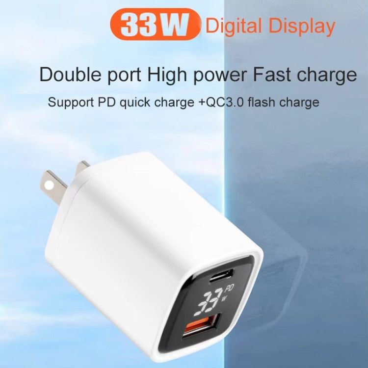 CYKE K02 30W PD+QC3.0 Mobile Phone Digital Display Fast Charger, Plug: US(White)