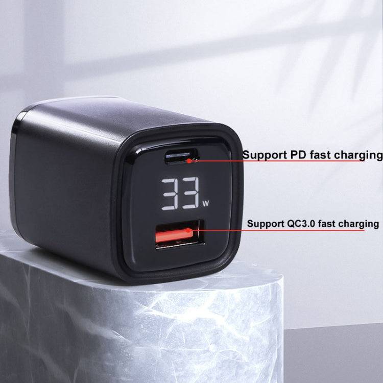 CYKE K02 30W PD+QC3.0 Mobile Phone Digital Display Fast Charger, Plug: US(White)