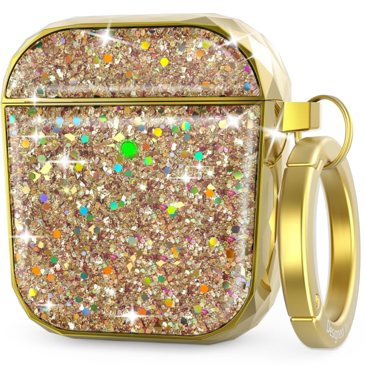 For Airpods 1 / 2 AhaStyle PT119 Wireless Earphone Split Electroplated Protective Case(Gold)