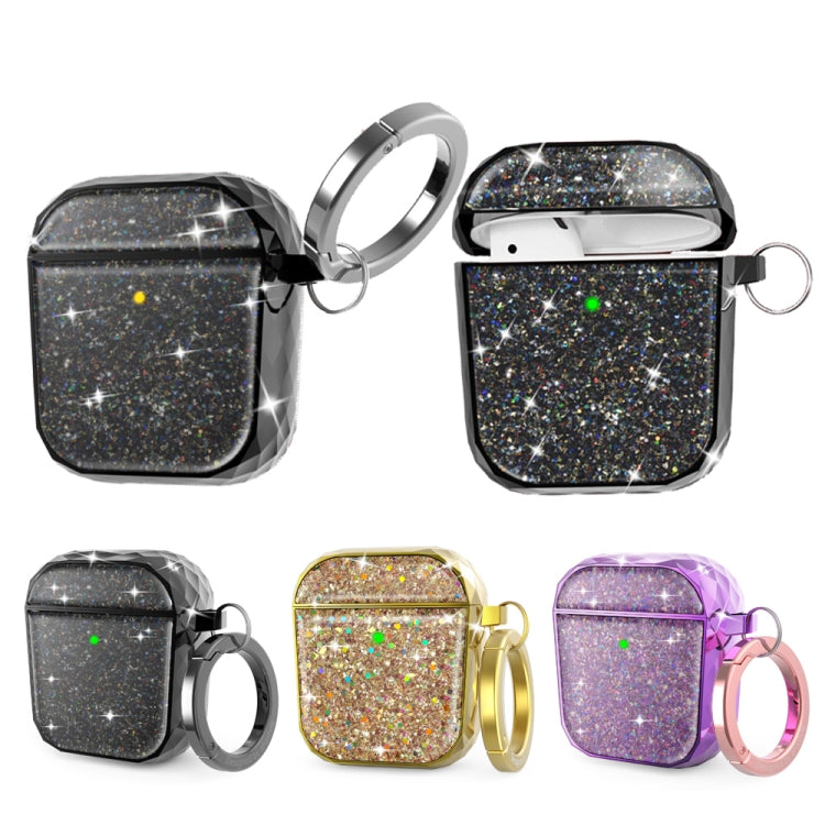 For Airpods 1 / 2 AhaStyle PT119 Wireless Earphone Split Electroplated Protective Case(Purple)