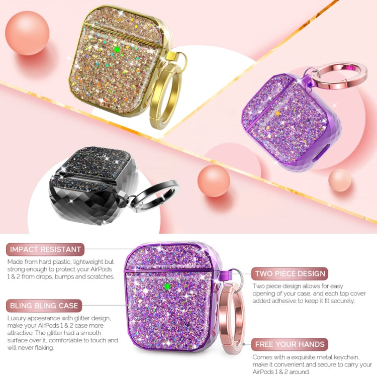 For Airpods 1 / 2 AhaStyle PT119 Wireless Earphone Split Electroplated Protective Case(Black)