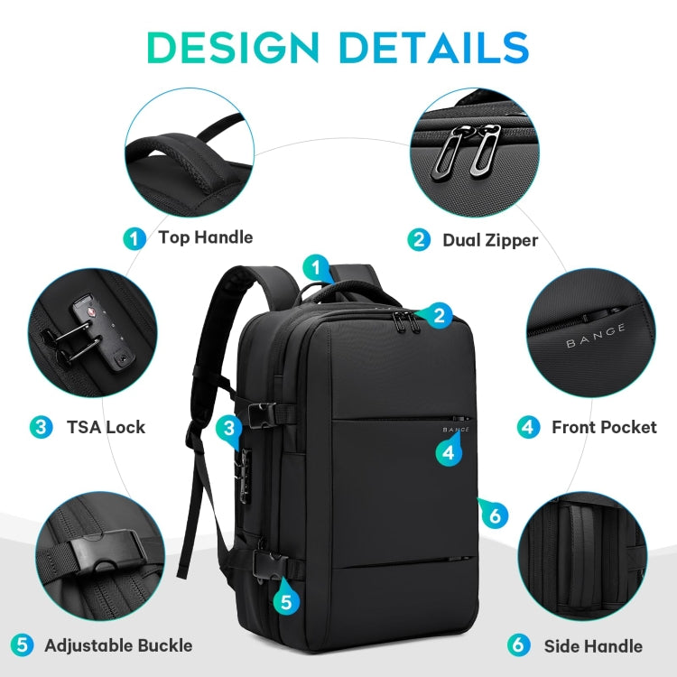 BANGE BG-3028 Men Shoulder Bag Vacuum Compression Large Capacity Expansion Leisure Backpacks(Gray)