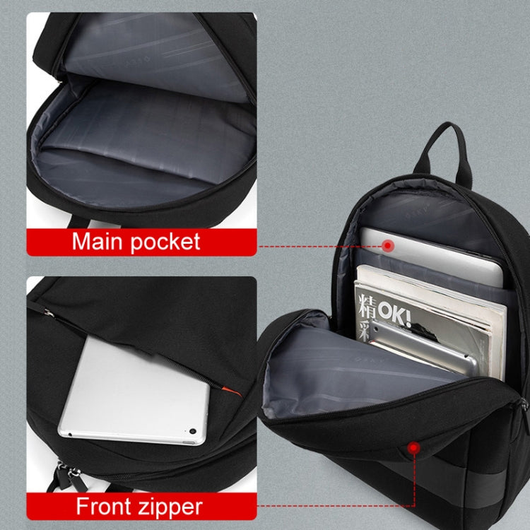 SKV B22016 Men Business Casual Double Shoulder Bag Outdoor Travel Laptop Backpack(Black)
