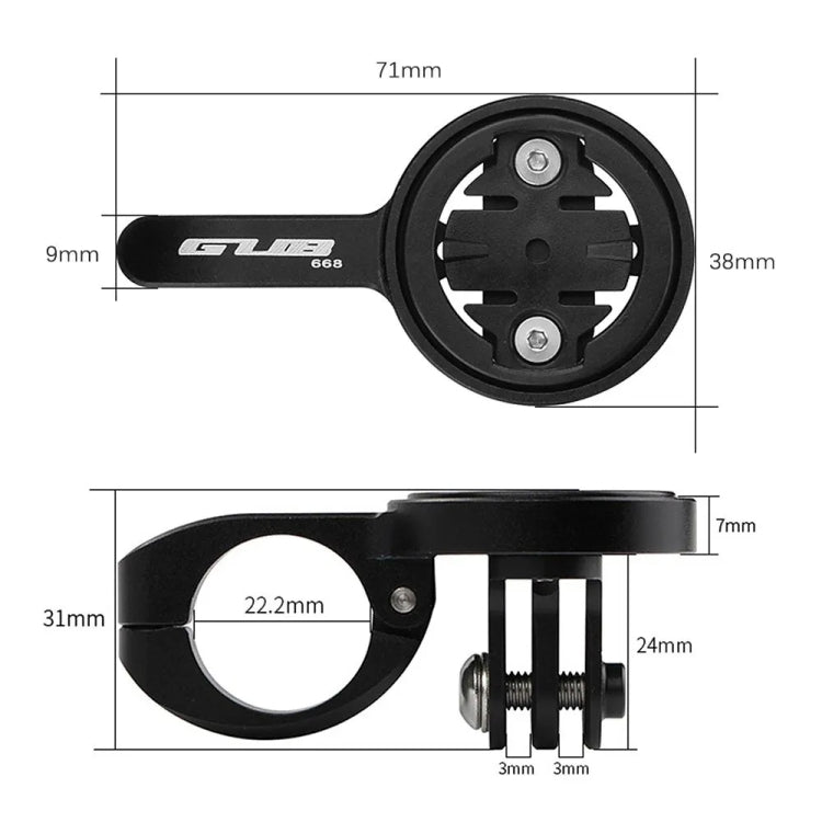 GUB 668 TT Handlebar Code Meter Extension Bracket For Gamin / Wahoo / Barrett / CATEYE Series(Black)