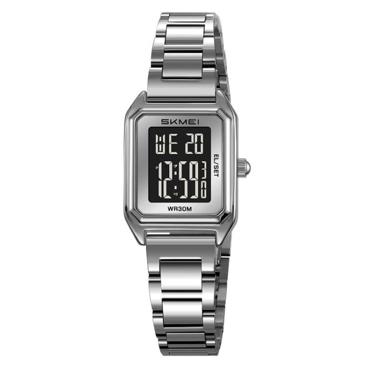 SKMEI 2493 Small Women Electronic Watch Square Steel Strap Watch, Gold Case White, Gold Case Black, Silver Case Black, Black Case White, Black Case Black