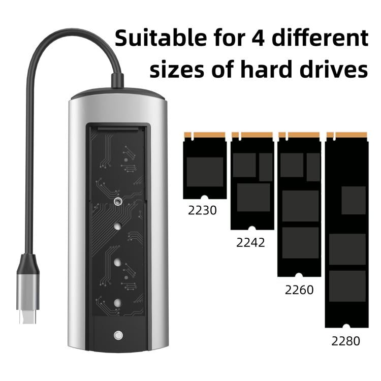 6-In-1 Type-C/USB-C To PD+HDMI (4K 30hz) +USB3.0 X 3+SATA/NVME SSD Docking Station, 6-In-1 SATA/NVME