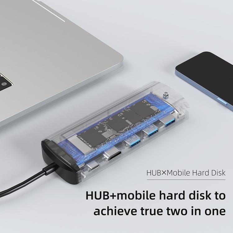 6-In-1 Type-C/USB-C To PD+HDMI (4K 30hz) +USB3.0 X 3+SATA/NVME SSD Docking Station, 6-In-1 SATA/NVME