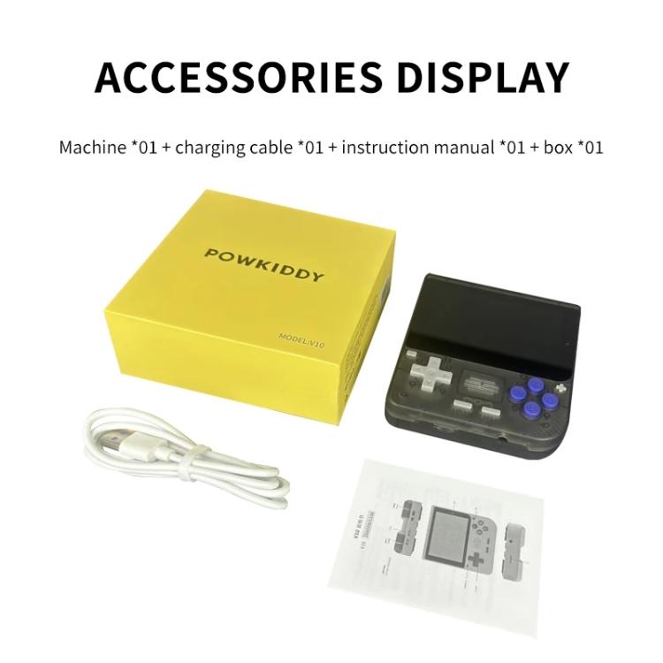 POWKIDDY V10 Retro Handheld Game Console 3.5-inch IPS OCA Full Fit, Quad-Core Cortex-A35 1.5GHz