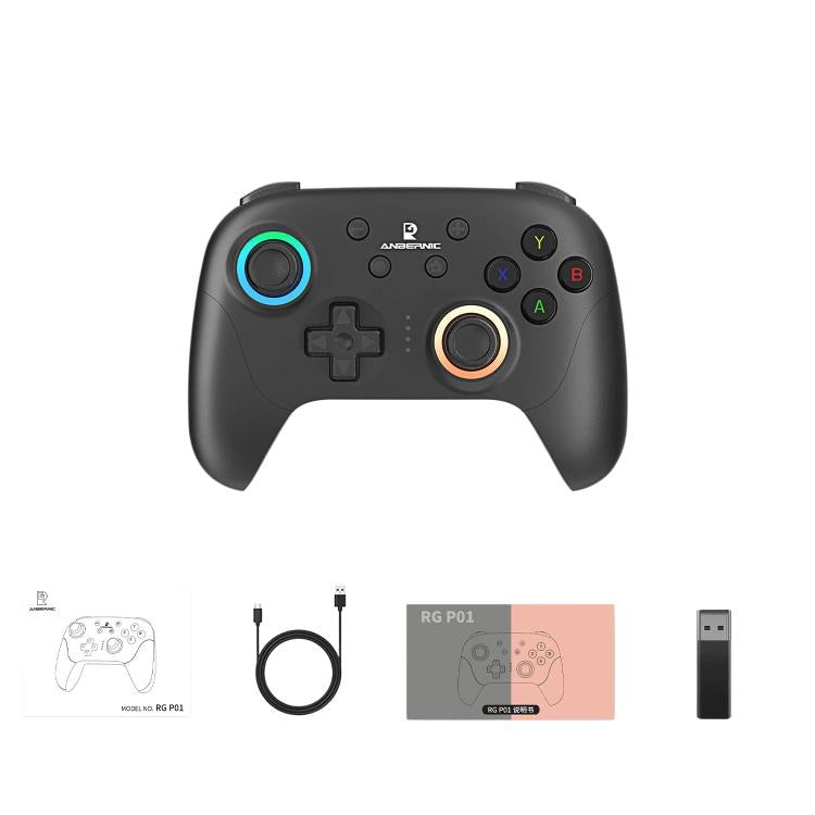 ANBERNIC RGP01 Multi-Platform Gaming Controller for PC/Switch/Steam With Hall Effect Joystick & Triggers, 3-Mode Connectivity, RGB, White, Black, Purple, With Receiver White, With Receiver Black, With Receiver Purple