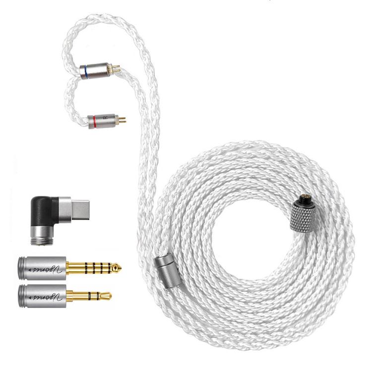 Upgraded Dual-Pin Headphone Cable With Single-Crystal Copper, Length: 1.2m, 3.5mm+4.4mm, 3.5mm+4.4mm+Type-C