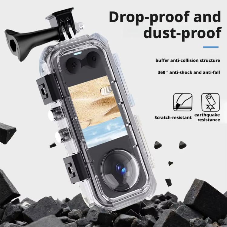 For Insta360 X5 Invisible Dive Case 45M/147ft Waterproof Underwater Housing With Seamless 360 Degree Stitching, PC Lens