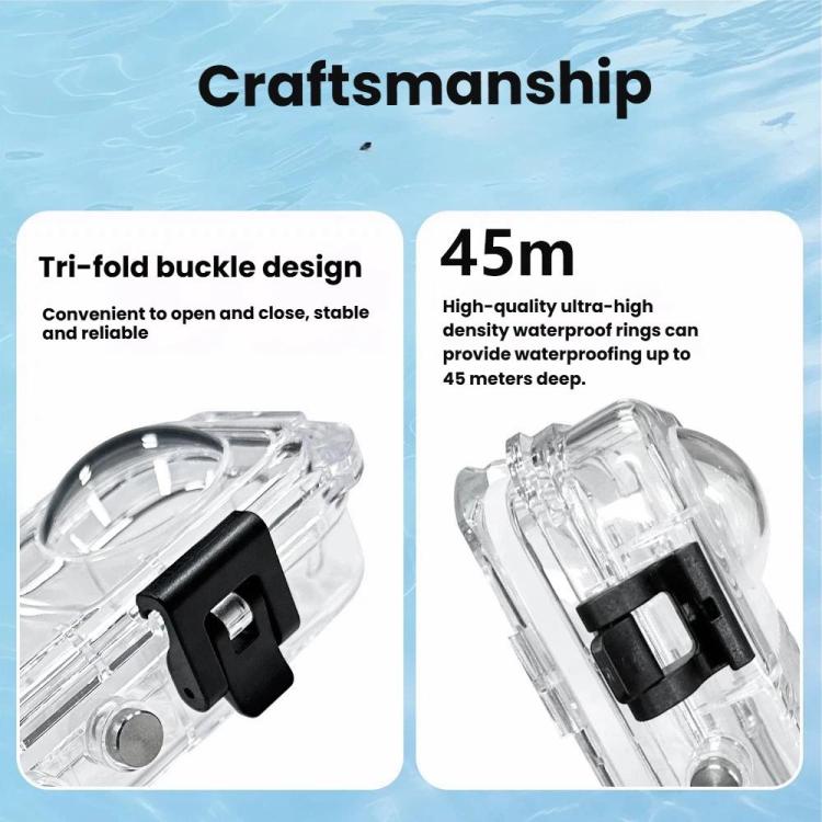For Insta360 X5 Invisible Dive Case 45M/147ft Waterproof Underwater Housing With Seamless 360 Degree Stitching, PC Lens