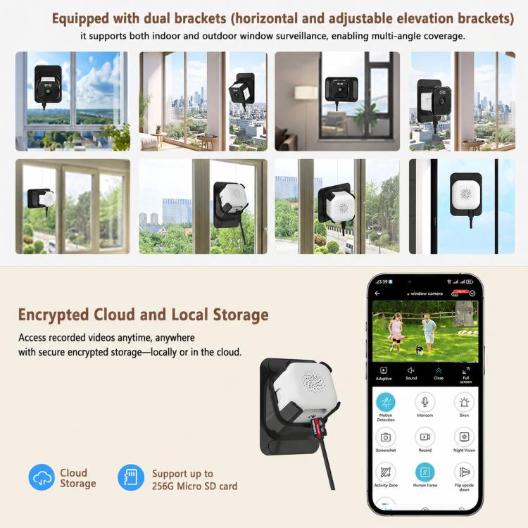 2K QHD Smart Window Security Camera – WiFi, AI Detection & Night Vision