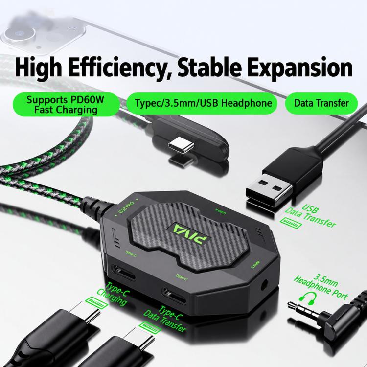 PIVA GS3PRO 4-In-1 USB-C/Type-C Gaming Hub & Audio Adapter With 60W PD Fast Charging, Straight Head Black, Bent Head Black, Straight Head White, Straight Head Pink