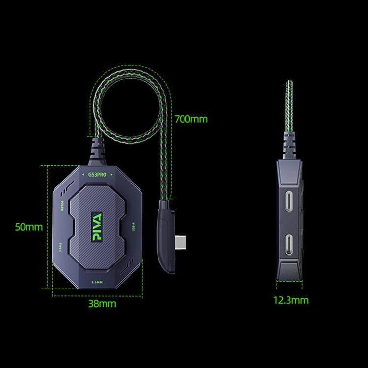 PIVA GS3PRO 4-In-1 USB-C/Type-C Gaming Hub & Audio Adapter With 60W PD Fast Charging, Straight Head Black, Bent Head Black, Straight Head White, Straight Head Pink