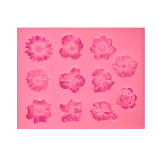Fondant Cake Silicone Mold Chocolate Mold DIY Trumpet Flower Sun Flower Baking Decoration, Sun Flower Shape(Pink), Sun Flower Shape(Gray)