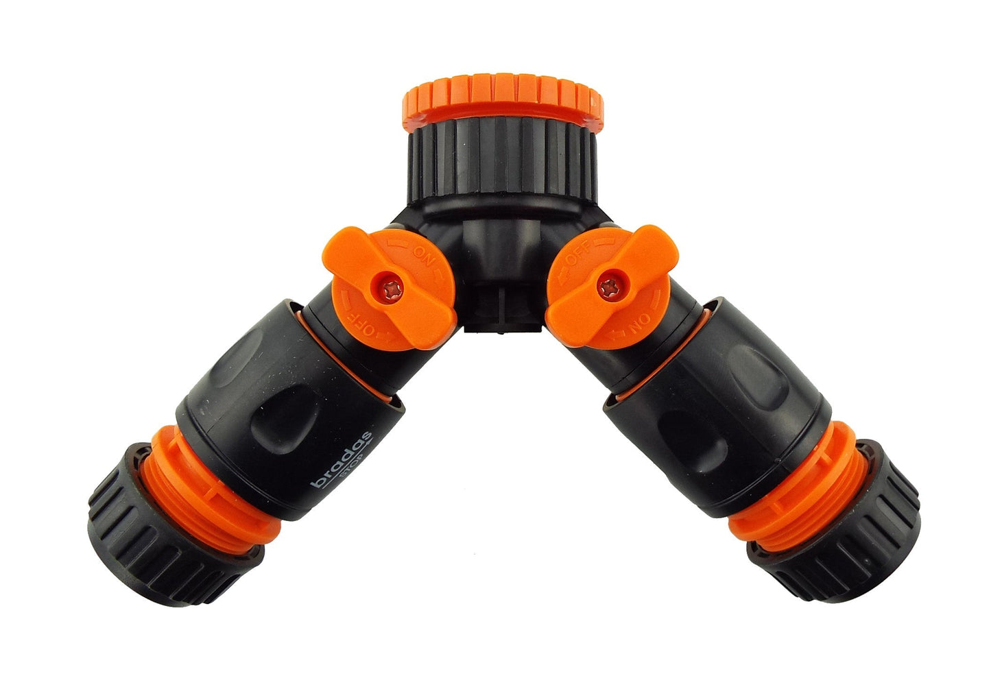 3 Way Connector Set with Valve Black Orange Garden Hose Pipe MDPE Pipe Connector