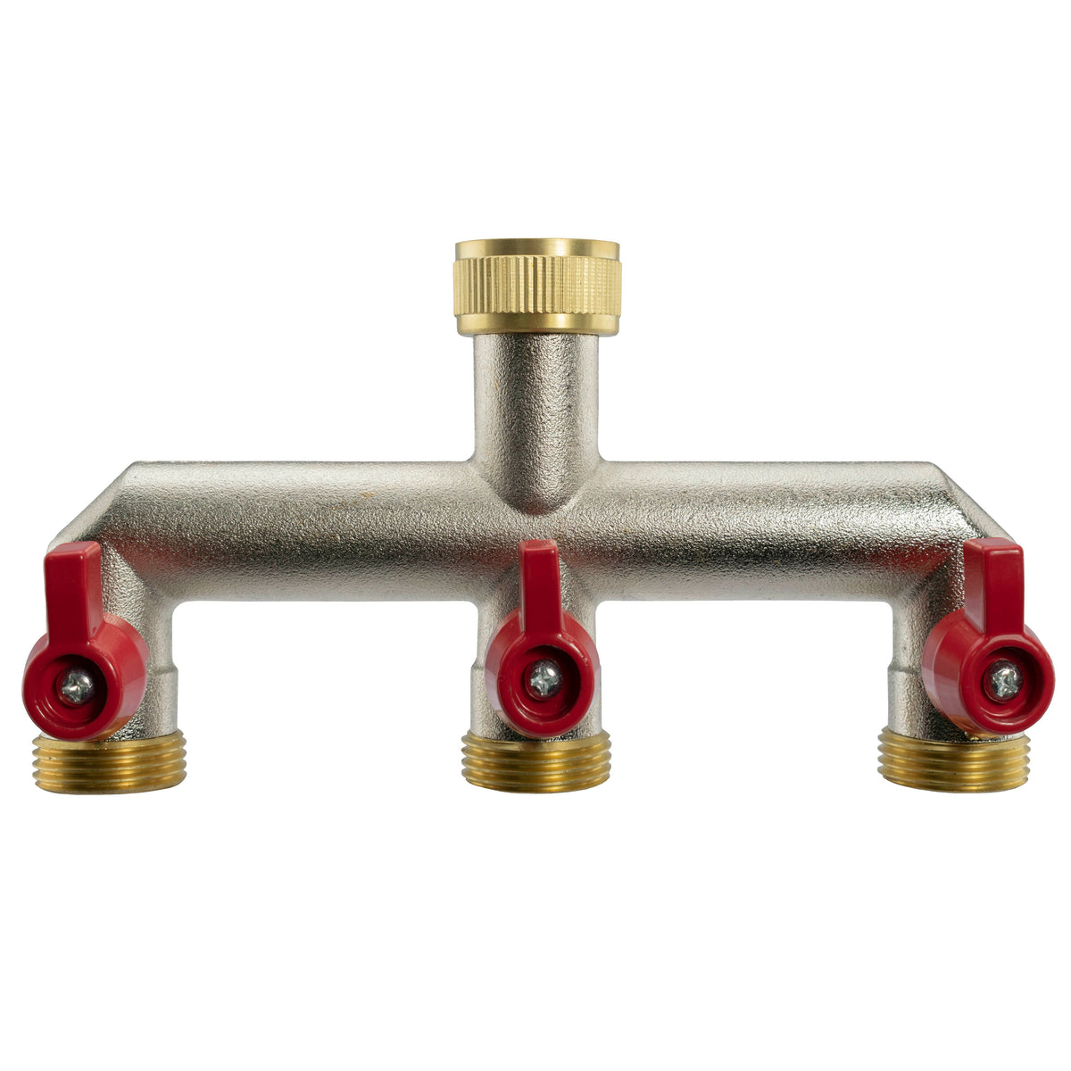 Three Way Tap Splitter Brass 3/4in BSP with Quick Connect Outlets Tap Adapter